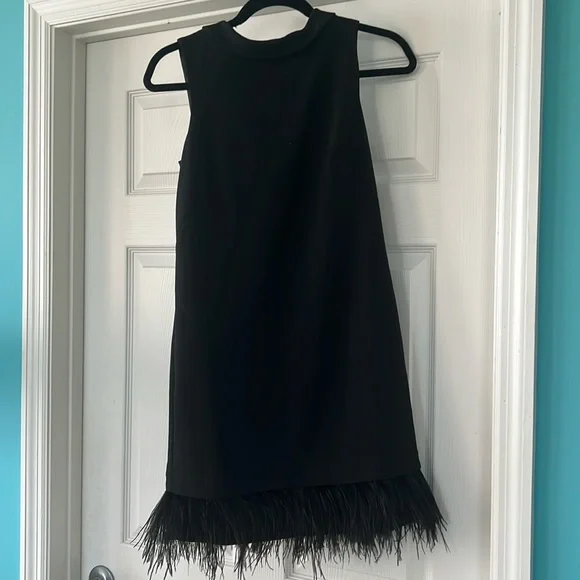 black dress with feather bottom Jovani 37435 Black feather dress 2 / Black